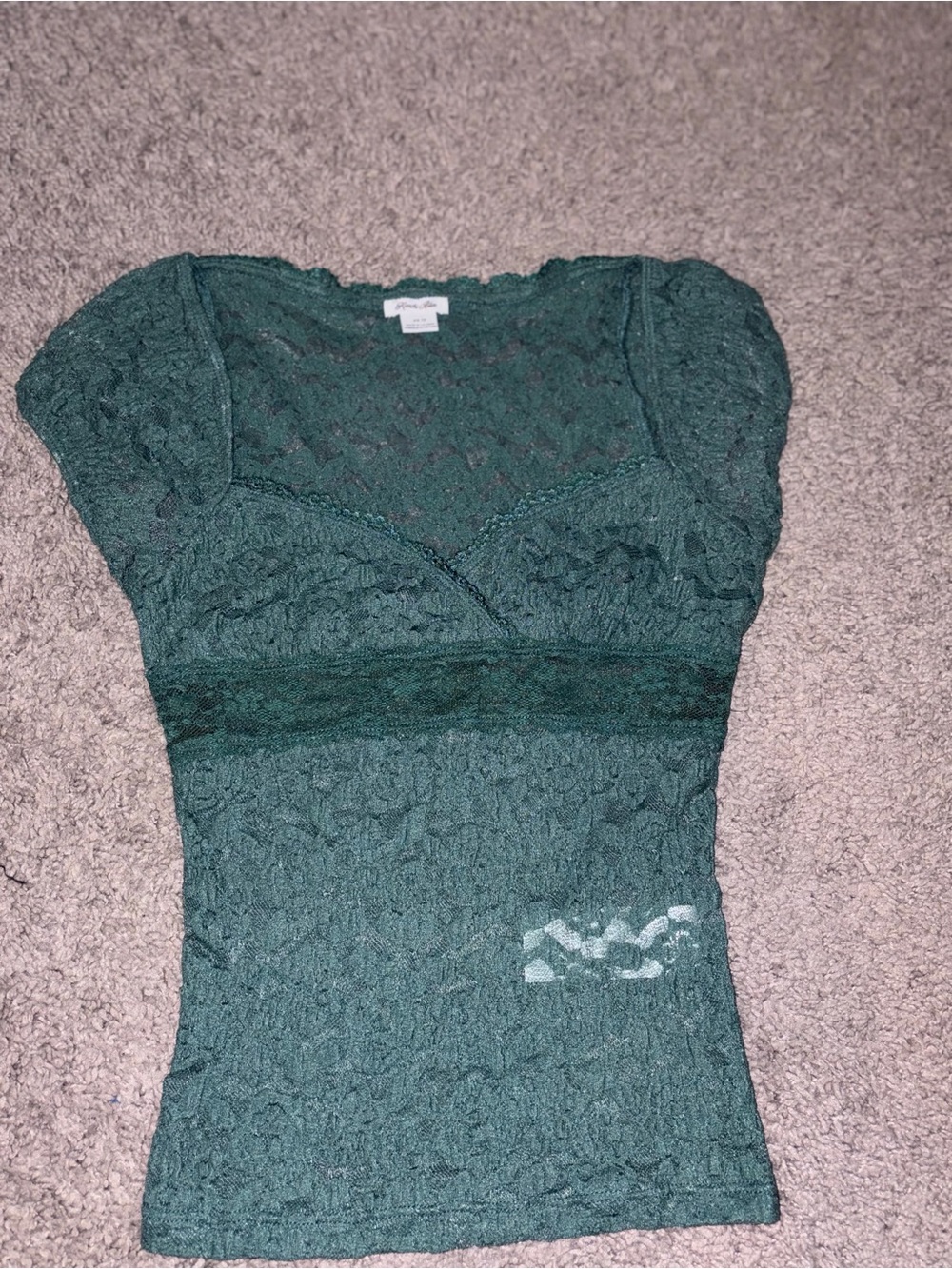 Kimchi Blue Teal Floral Lace Short Sleeve Top